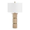 29.5"H Evander Natural Wood Table Lamp with White Linen Shade