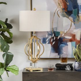 33.5" Parisian Metal and Crystal Table Lamp