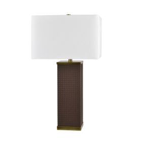 31" Faux Leather and Metal Table Lamp with Shade