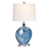 Set of 2 31"H Blue Ceramic Table Lamp w/ Crystal Base & White Shade