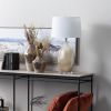 30"H Beige Ceramic Table Lamp with White Shade