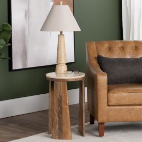 28" Tan Table Lamp with Empire Oat Linen Shade