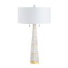 35.75"H Alabaster Table Lamp With Led Nightlight And Shade