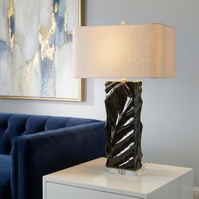 30.5" Ceramic Table Lamp with Crystal Base and Shade