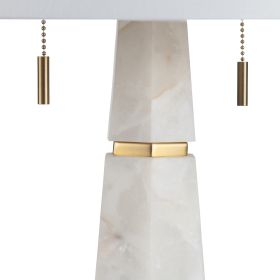 35.75"H Alabaster Table Lamp With Led Nightlight And Shade