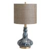 25.75" Glass and Metal Table Lamp with Linen Shade