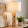 Set of 2 29.5"H Evander Natural Wood Table Lamp with White Linen Shade
