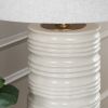 31"H Beige Ceramic Table Lamp with Natural Linen Drum Shade