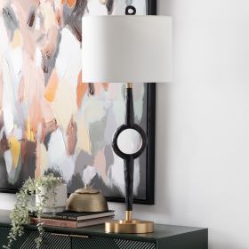 38.75"H Resin and Metal Table Lamp with White Linen Shade