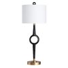 38.75"H Resin and Metal Table Lamp with White Linen Shade