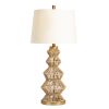 Set of 2  33"H  Adler Turreted Woven Table Lamp with Rattan and Cream Linen Shade