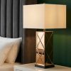 31"H Bronze Glass Table Lamp with Rectangular Shade