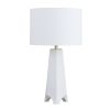 29.25"H White Ceramic Table Lamp with White Linen Shade