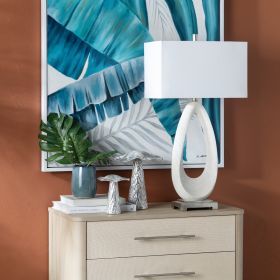 Set of 2 Chalk White Resin and Metal Table Lamp with Shade