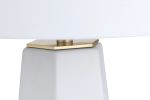 29.25"H White Ceramic Table Lamp with White Linen Shade