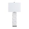 31.75"H White Textured Metal Table Lamp with White Linen Shade