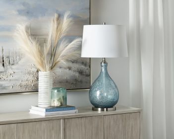 32.25"H Glass & Metal Table Lamp With Shade