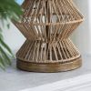 33"H Rattan Table Lamp with Cream Linen Shade