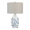 25.25"H Glass Table Lamp with Crystal Base and Linen Shade