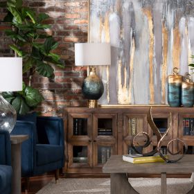 32" Glass Lamp with Aluminum Base
