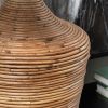 28"H Rattan Table Lamp with White Linen Shade
