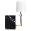 16"H Metal and Marble Table Lamp with Linen Shade