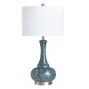 28.75"H Teal Glass Table Lamp with White Shade