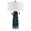 Set of 2 31"H Blue Coraline Textured Table Lamp with Linen Drum Shade