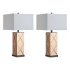 Set of 2 31"H Bronze Glass Table Lamp with Rectangular Shade