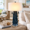 Set of 2 31"H Blue Coraline Textured Table Lamp with Linen Drum Shade