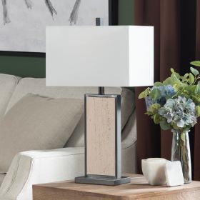 27.5"H Marble & Metal Table Lamp With Shade
