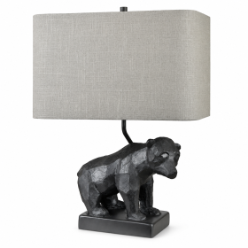 23.5"H Hammered Black Bear Table Lamp with Linen Shade