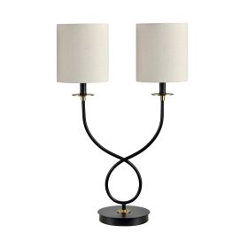27.75" Metal Table Lamp with Dual Linen Shades