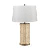Set of 2 29.5"H White Washed Grass Rope Table Lamp With Oat Shade And Brown Metal Base