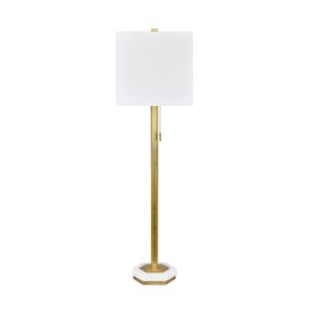 38.5" Gold Metal Table Lamp with Linen Shade