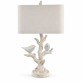 29.25"H Bird and Branch Table Lamp with Built-In Nightlight