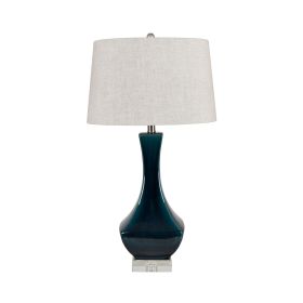 Set of 2 Deep Teal Ceramic Table Lamp with Shade