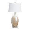 30"H Beige Ceramic Table Lamp with White Shade
