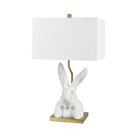 Set of 2 Chalk White Resin bunny bust Table Lamp with Shade