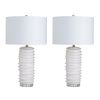 Set of 2 29.5" White Ceramic Table Lamp with White Linen Shade