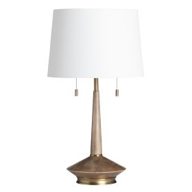 28.75"H Wood and Metal Table Lamp with White Linen Shade