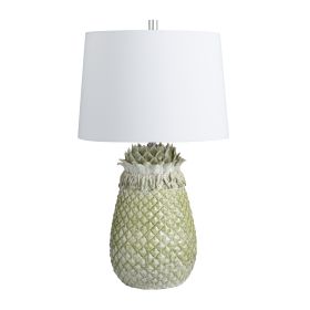 Glazed Green Ceramic Pineapple Shaped Table Lamp with Shade