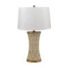 Set of 2   29.75"H White Washed Grass Rope Table Lamp With Oat Shade And Brown Metal Base