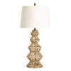 33"H Rattan Table Lamp with Cream Linen Shade
