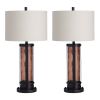 Set of 2 32.5"H Crass & Metal Table Lamp With Nighlight And Shade