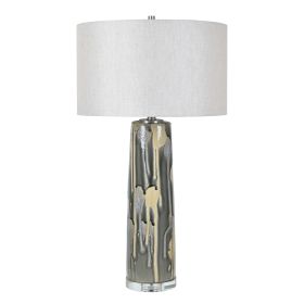 Set of 2 31"H Ceramic and Crystal Table Lamps with Shade