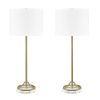 Set of 2  33"H Metal and Marble Buffet Lamp