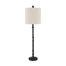 Set of 2 Matte Black Resin Buffet Lamp with Shade