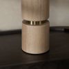 29.5"H Evander Natural Wood Table Lamp with White Linen Shade
