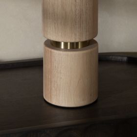 29.5"H Evander Natural Wood Table Lamp with White Linen Shade